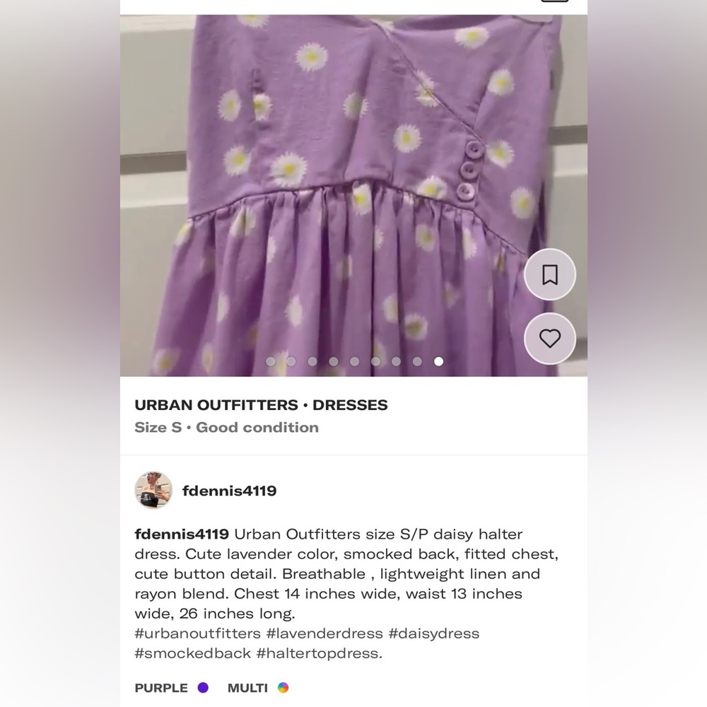 Size S/P urban outfitters lavender daisy dress - Picture 14 of 16